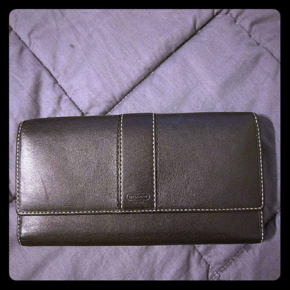 Coach black leather Continental wallet
